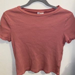 Pink Rib-Knit Top
